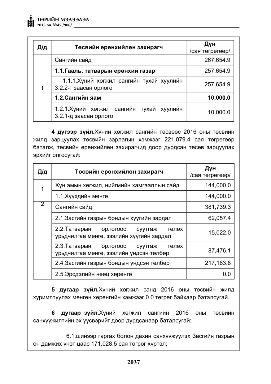 «Төрийн мэдээлэл» № 45, файлын 94-р хуудас