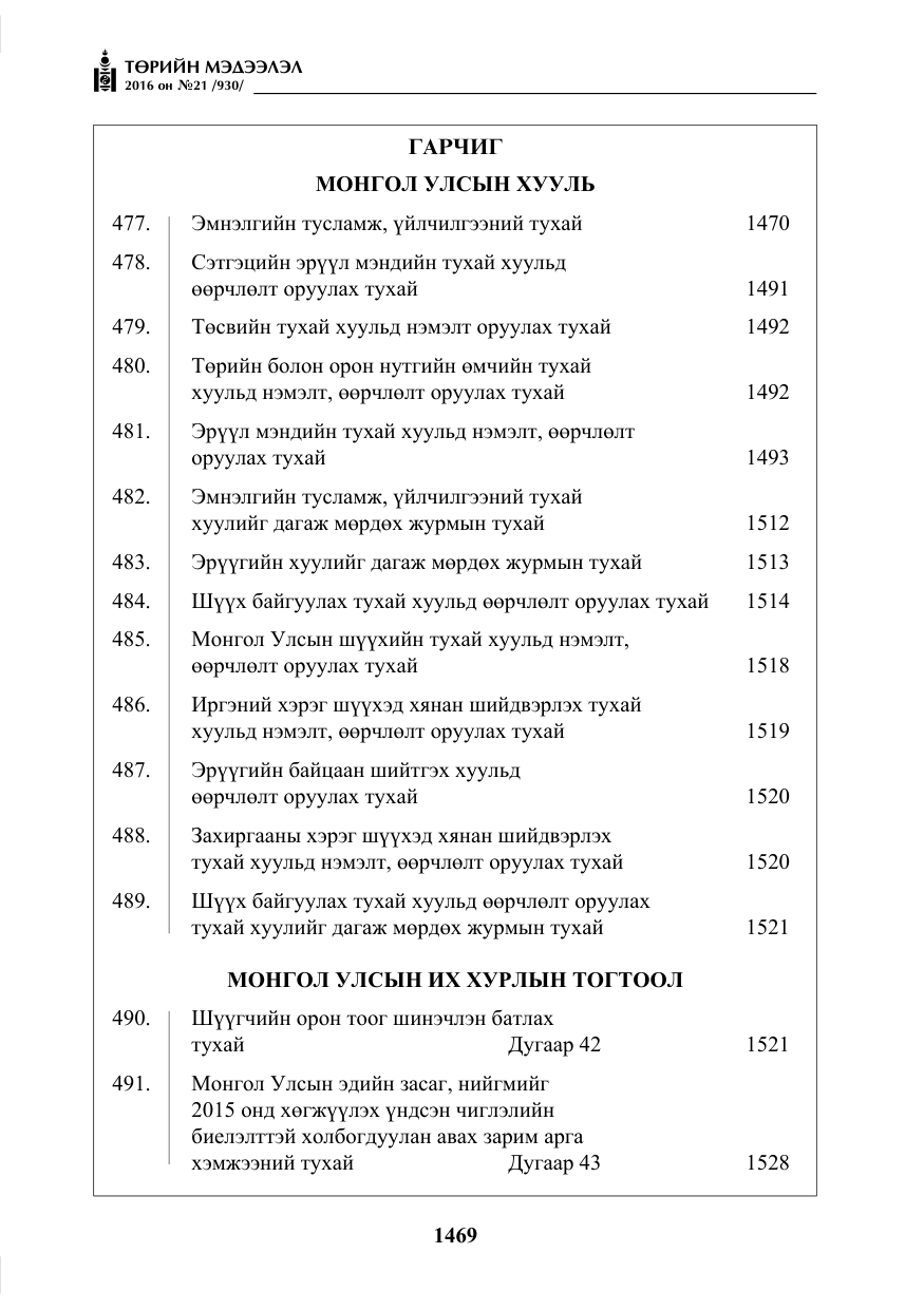 «Төрийн мэдээлэл» № 21, файлын 2-р хуудас